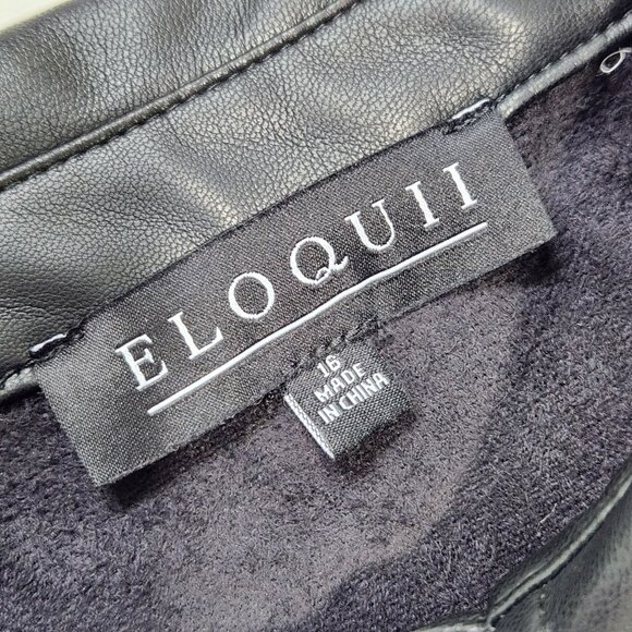 Eloquii Faux Leather Shirt Dress Plus Size 16 Short Black Button Up Belted Urban - Picture 5 of 11